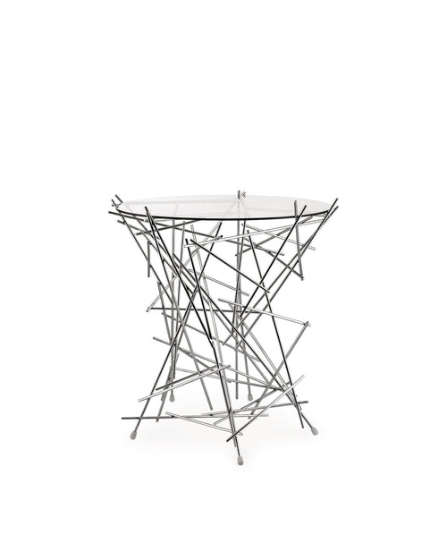 Blow up stainless steel Small table Alessi