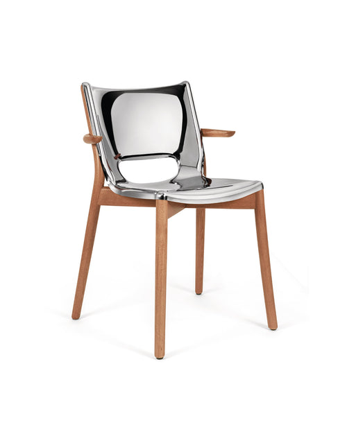 Poêle Collection mirror polished Monoshell chair with armrests Alessi 2