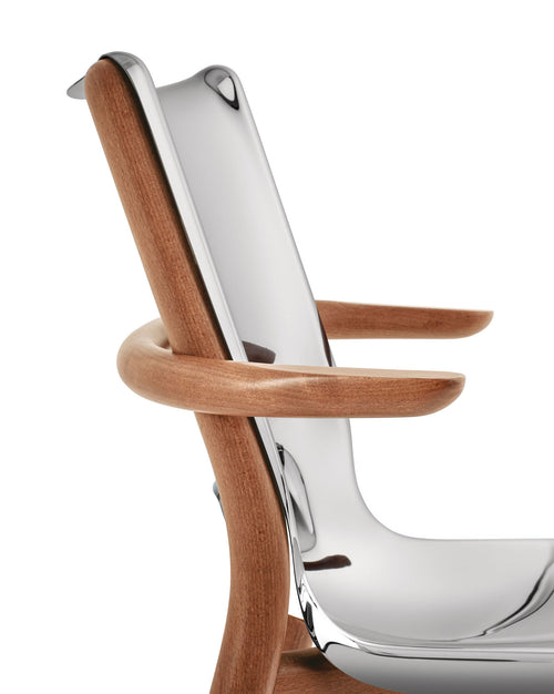 Poêle Collection mirror polished Monoshell chair with armrests Alessi 8